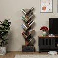 thumbnail image 1 of 9 Tier Tree Bookshelf With Drawer Bookcase, Modern Book Storage, Free Standing Tree Bookcase, Utility Organizer Shelves For Home Office, Living Room, Bedroom, Rustic Brown, 1 of 9