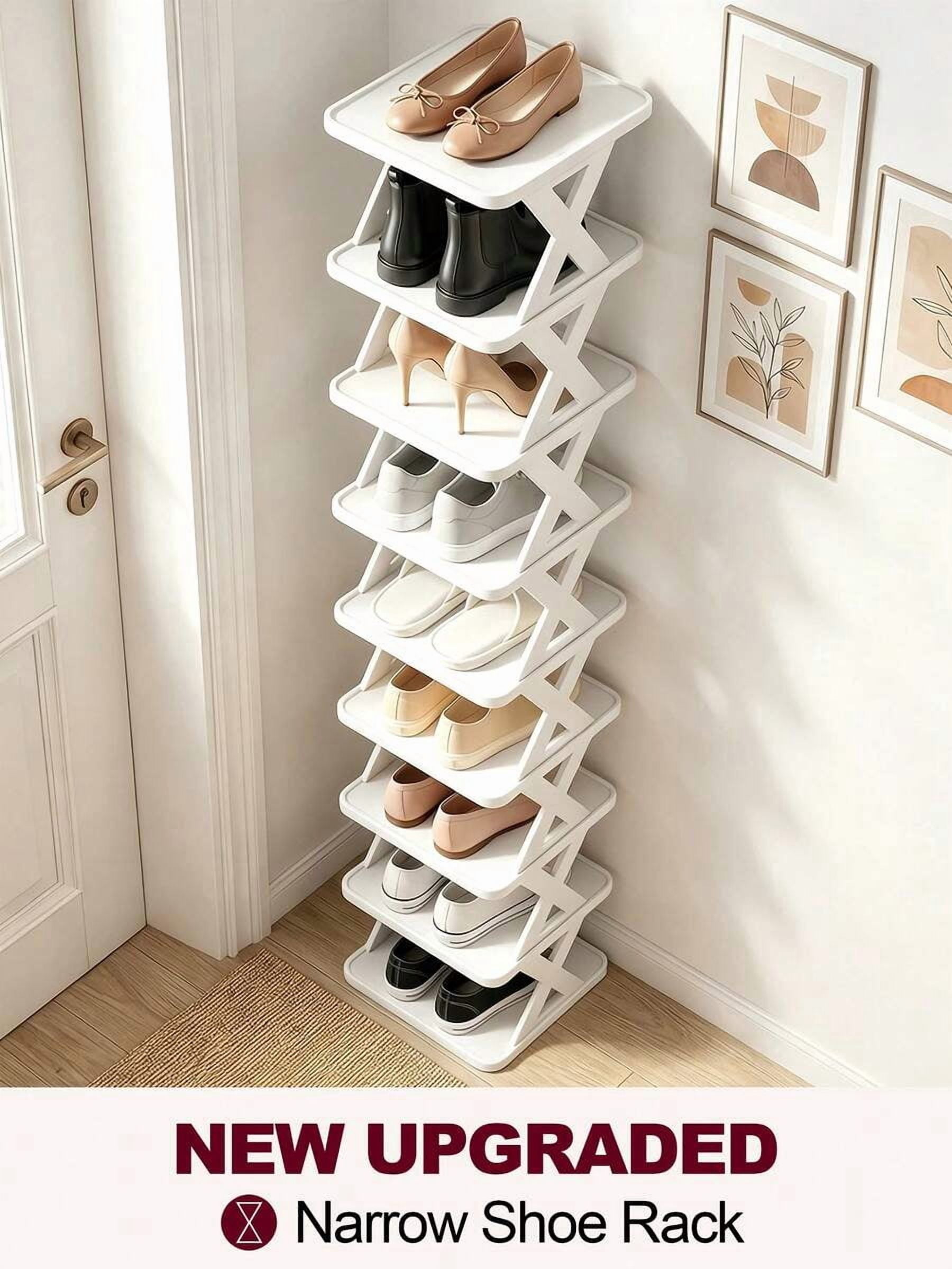 Shoe Saving Rack 9-Tier Vertical Narrow Shoe Rack, Slim Space-Saving Shoe Organizer ...