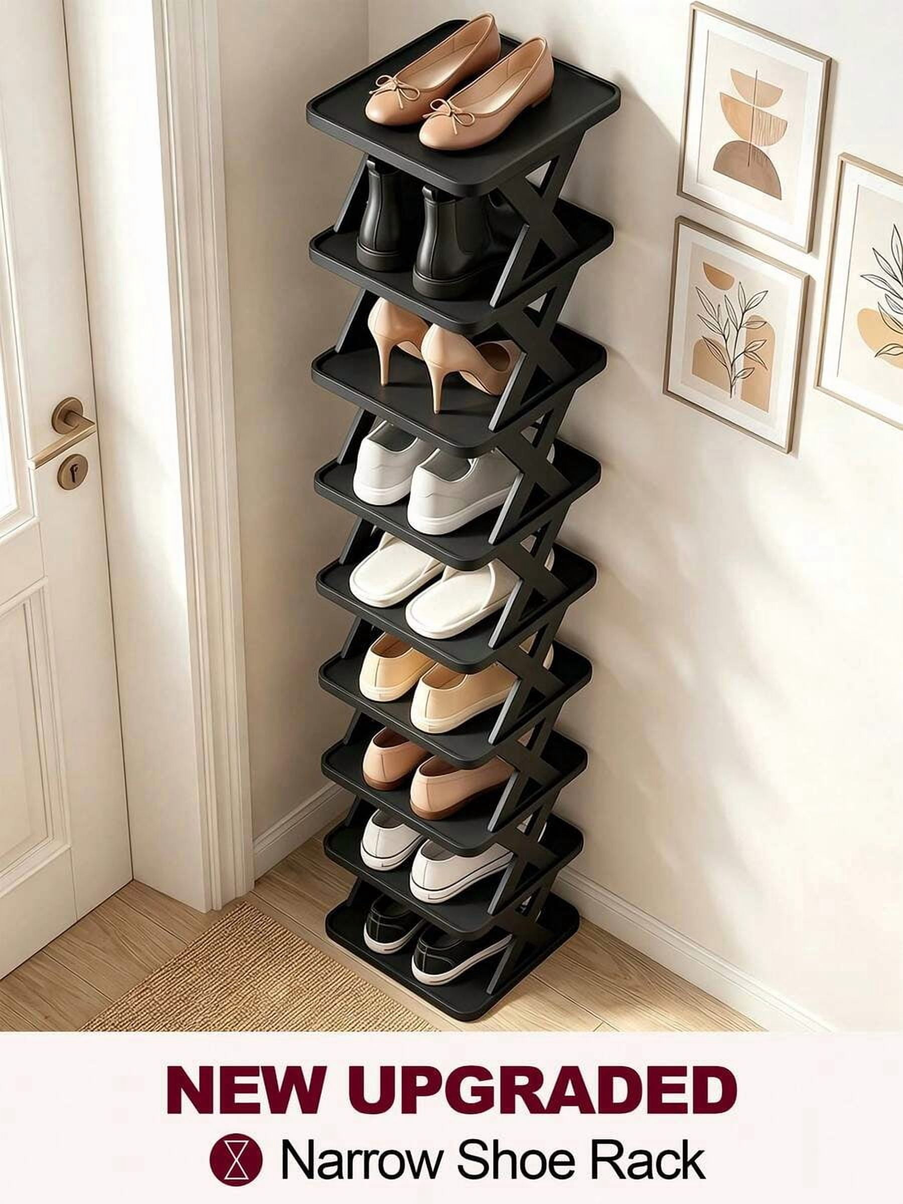 Shoe Saving Rack 9-Tier Vertical Narrow Shoe Rack, Slim Space-Saving Shoe Organizer ...