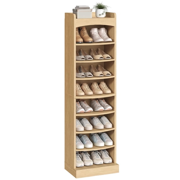9-Tier Wooden Shoe Rack Natural 18.9"L x 13.4"W x 65.7"H Storage ...