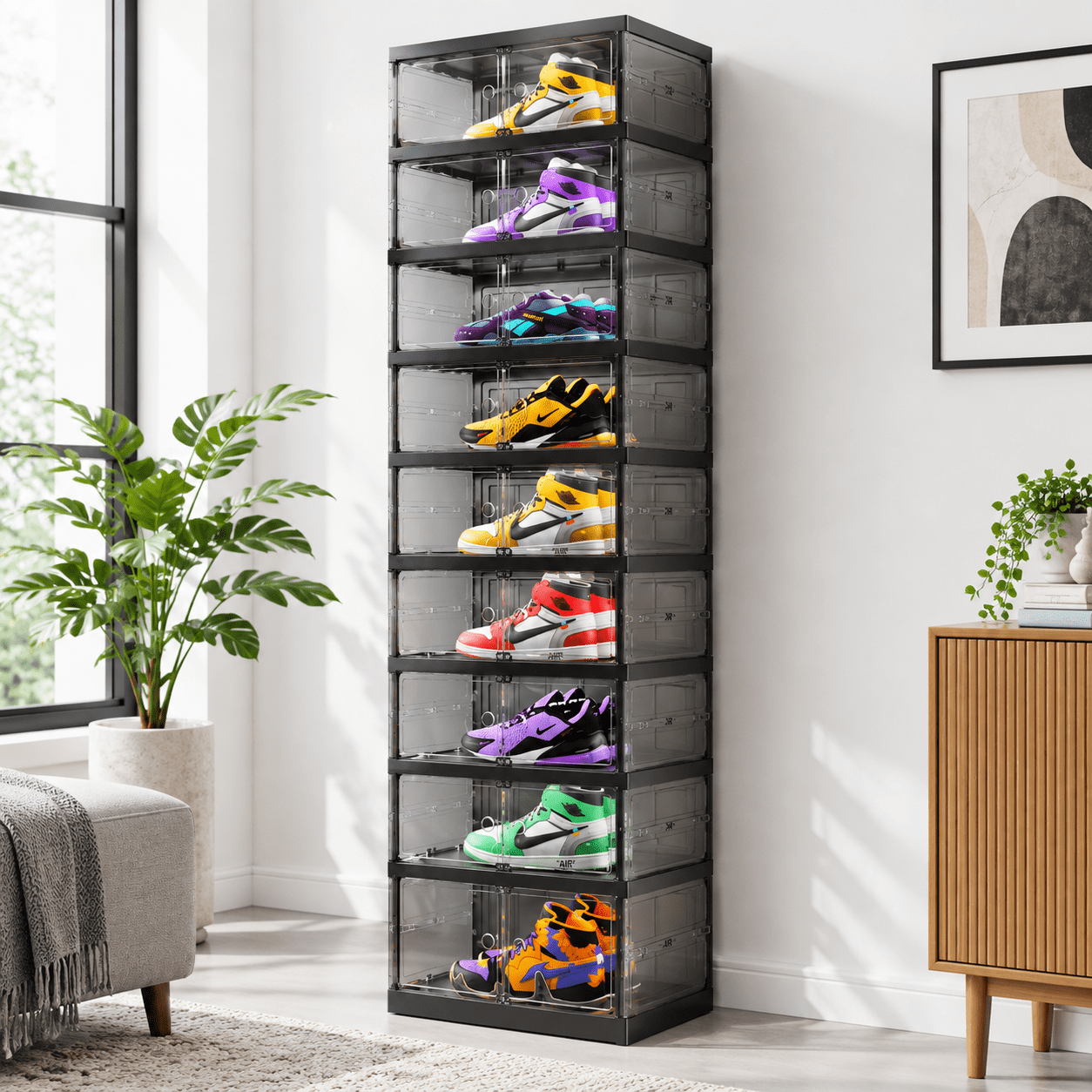 9 Tiers 18 Pairs Black Foldable Shoe Rack for Entryway Closet - Walmart.com