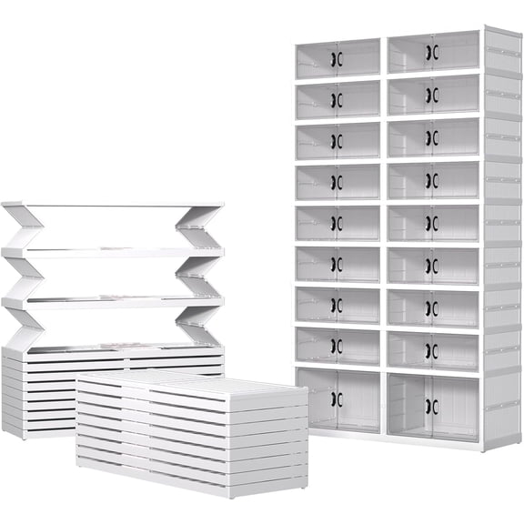 9 Tiers 36 Pairs Foldable Shoe Rack, Large Shoe Storage with Magnetic Clear Door, Easy Assembly and Freely Movable Shoes Organizer, Large Capacity Shoe Shelf for Living Room, Cloakroom, Entryway