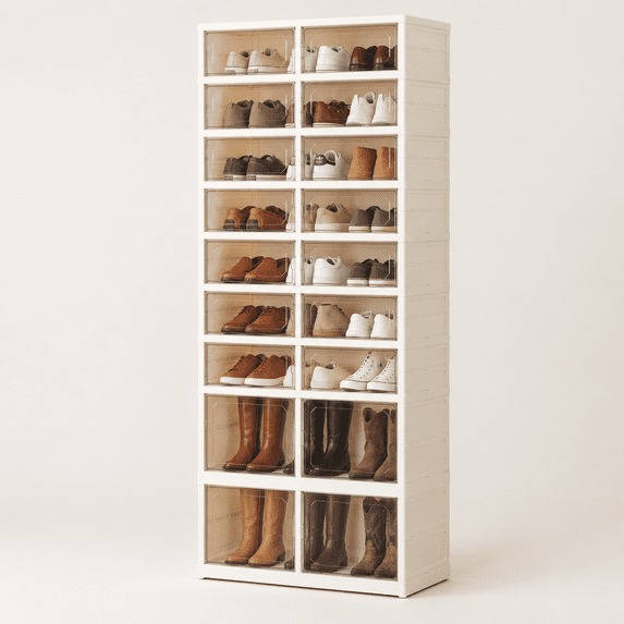 Standard Home Depot Racks 9 Tiers (7 Standard + 2 Tall) Foldable Shoe Rack Storage Cabinet ...