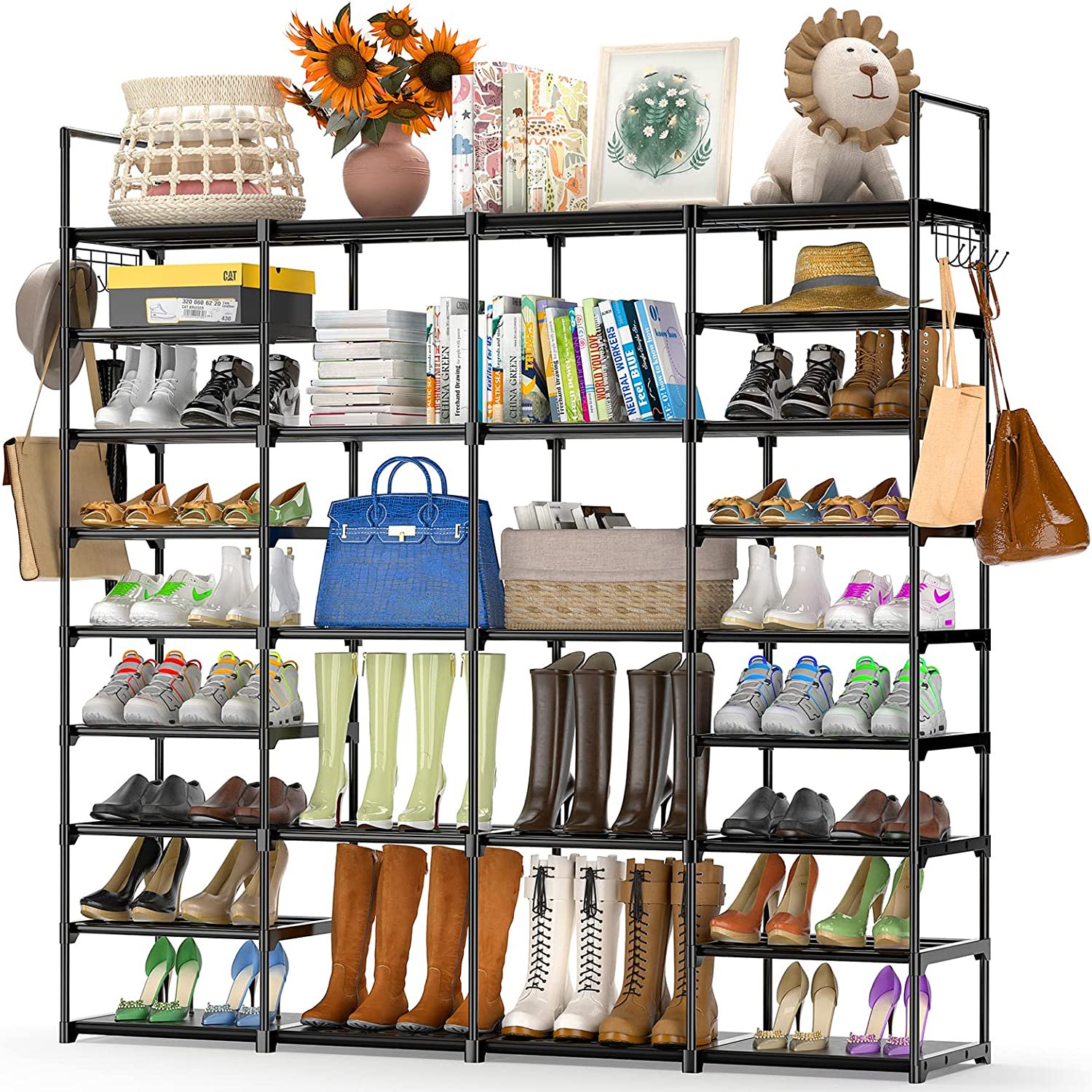 Roomsaving 10Layers 9 Lattices Nonwoven Fabric Shoe Storage Rack