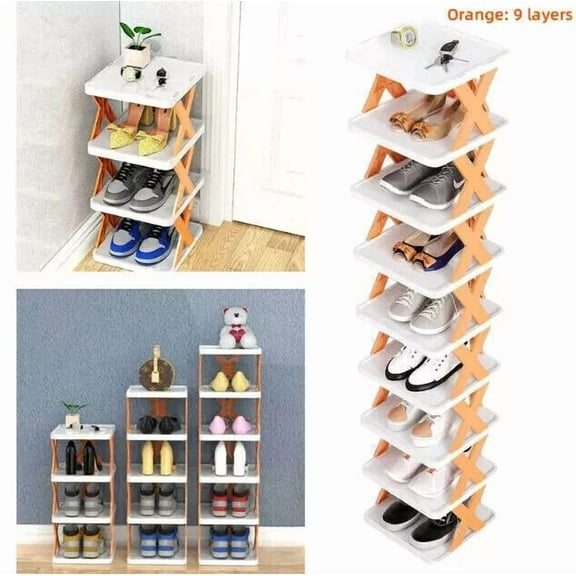 9 Tiers Shoe Storage Rack Slim Narrow Shelf Stacking Cabinet Footwear Organizer.
