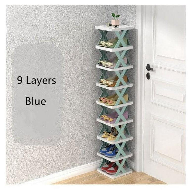 10 Tier Shoe Rack, Narrow Shoe Storage Organizer with 9 Metal Shelves,  Saving Space, Stable and