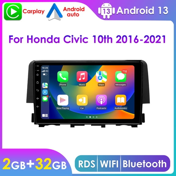 9" Touch Screen Android 12 Apple Carplay Wifi Car Stereo Radio Head Unit GPS Navigation Player For 2016-2021 2019 2020 Honda Civic