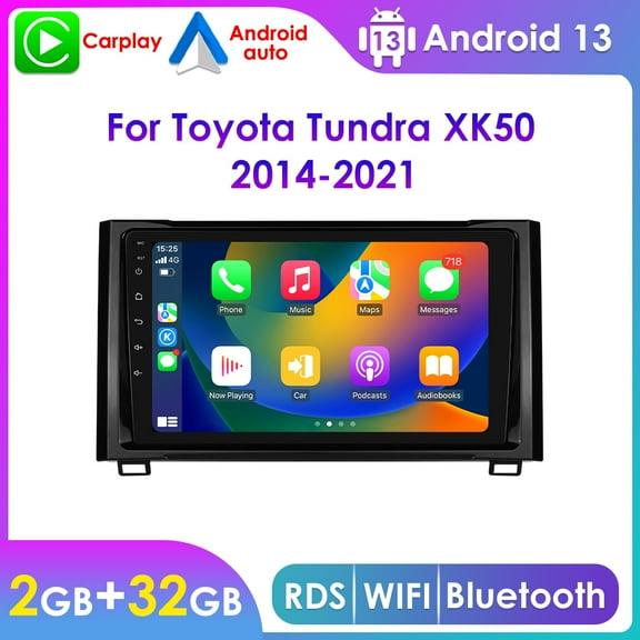 9" Touch Screen Android 13 Apple Carplay 4+32GB Car Stereo Radio Head Unit GPS Navigation Player For Toyota Tundra XK50 2014 2015 2016 2017 2018 2019 2020 2021