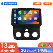 9" Touch Screen Android 13 Bluetooth Apple CarPlay 2+64GB Wifi RDS Car Stereo Radio Head Unit GPS Navigation Player For Dodge Ram 1500 2500 3500 2013-2018 With Manual AC
