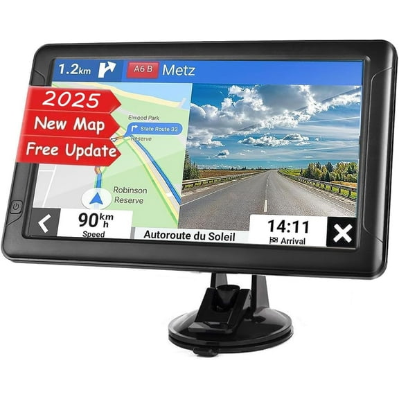 9'' Touchscreen Navigation System, 2026 North America Maps, Turn-by-Turn Voice Guidance, Speed & Red Light Warning, GPS Navigation for All Cars, Black