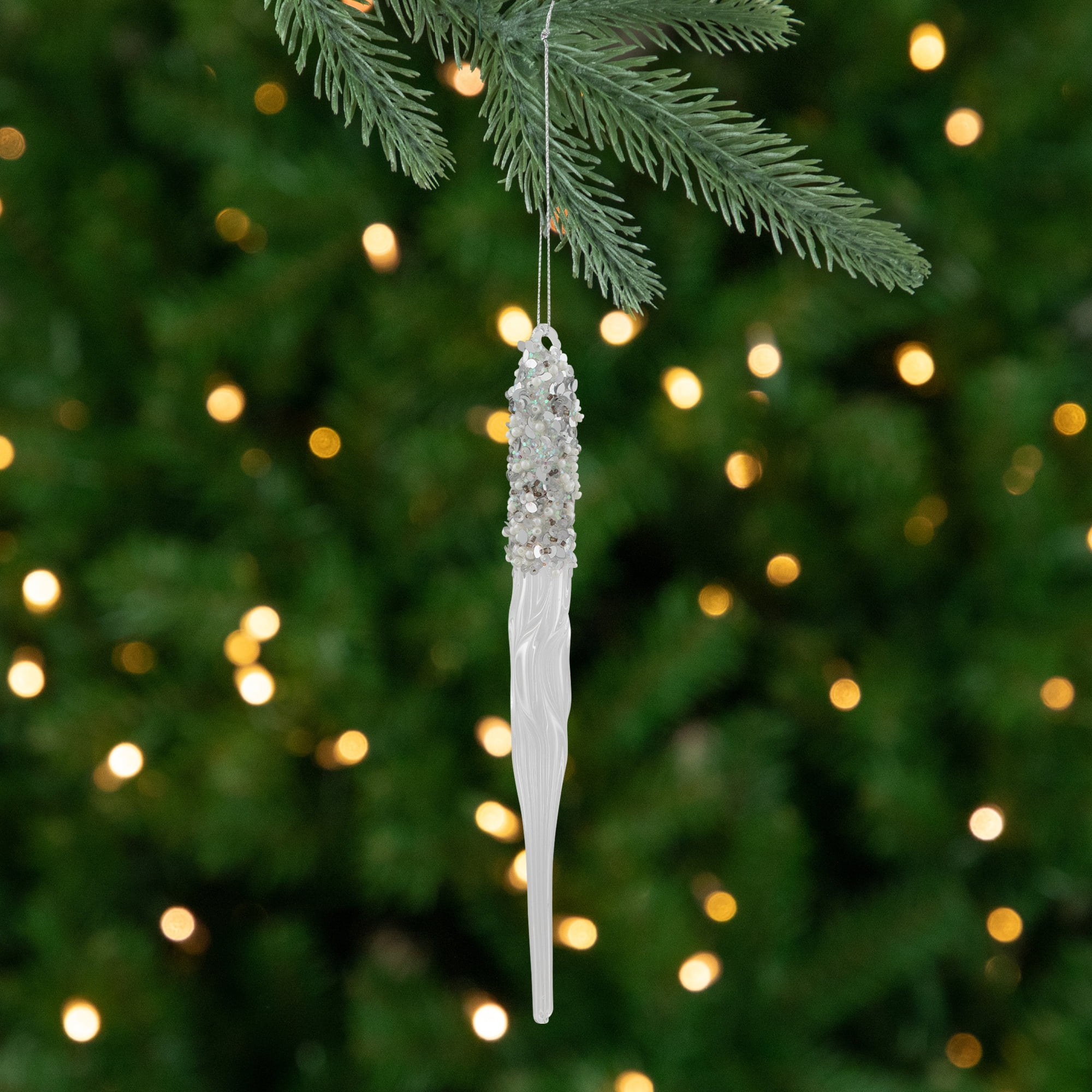 Glass Icicle Christmas Ornament Translucent