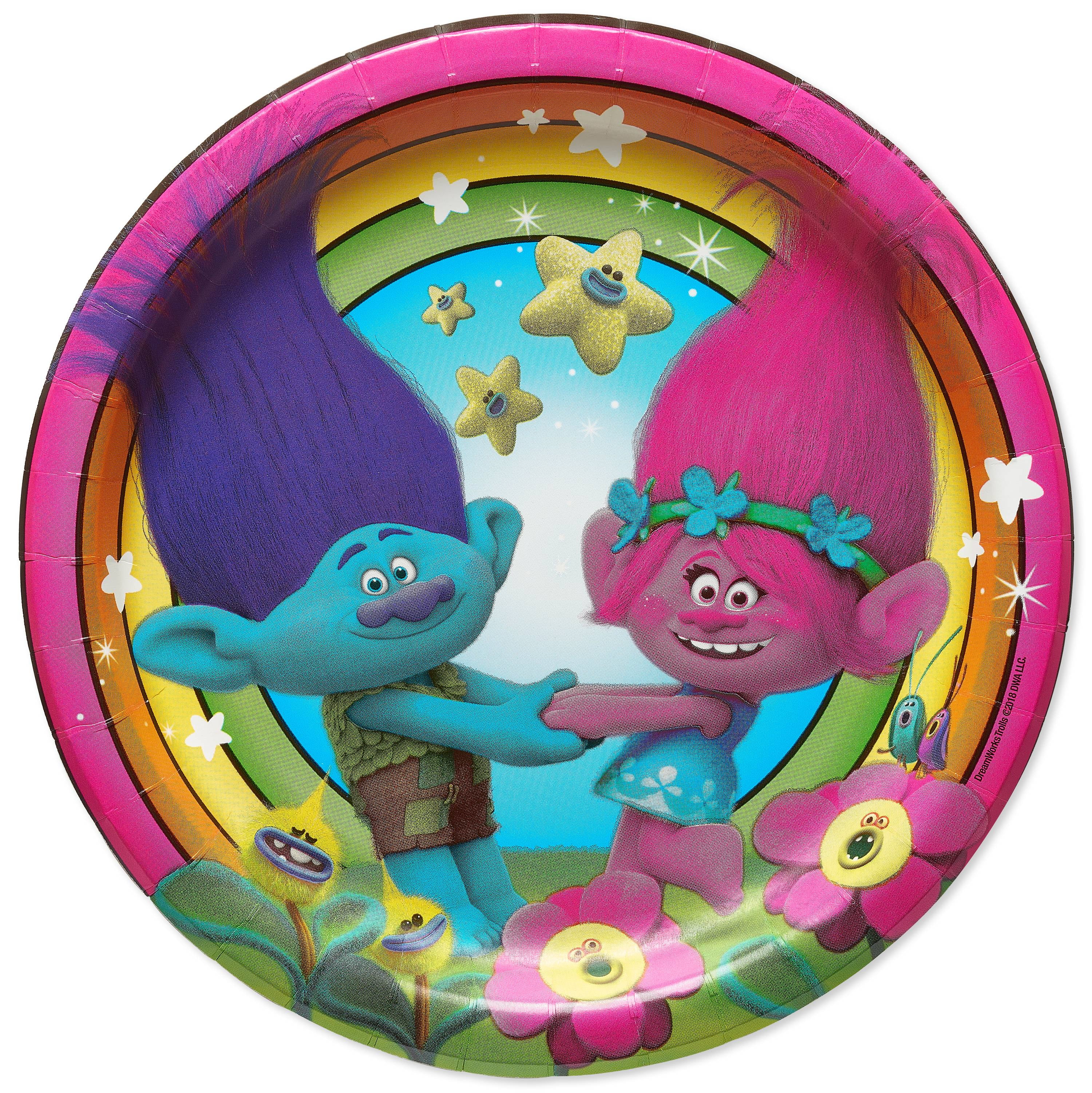 9 Trolls Round Paper Party Plate, 8ct