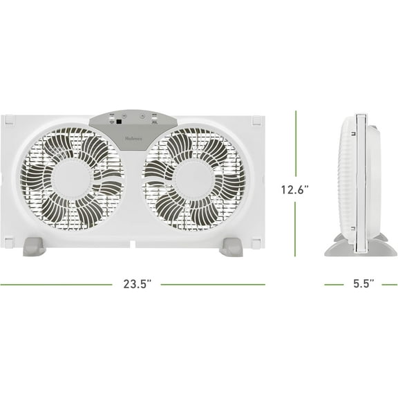9" Twin Digital Window Fan with Reversible Airflow, 3 Speeds, Remote Control for Home Office