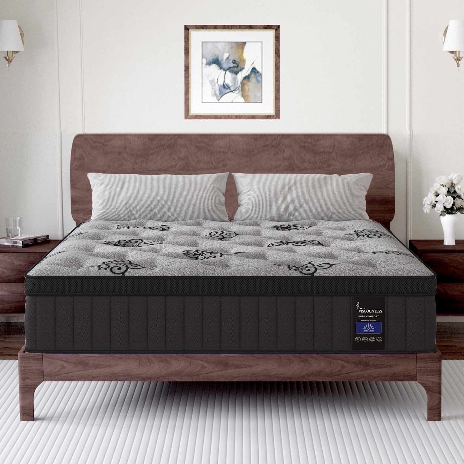 9inch Twin Mattress Viscountess Gel Memory Foam Innerspring Hybrid Mattress Medium Firm,Adult