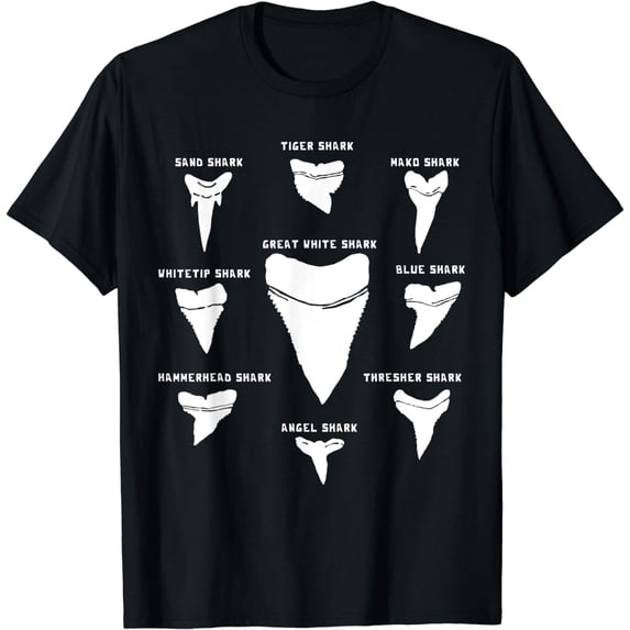 9 Types of Shark Teeth I Species Of Sharks Gift T-Shirt