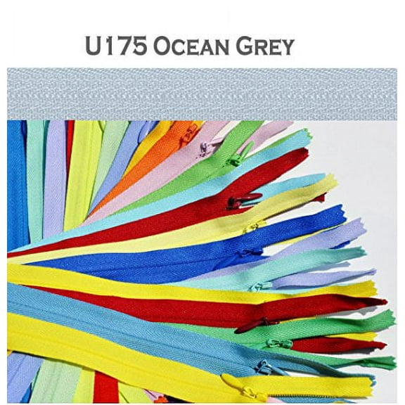 9" Unique Invisible Zipper YKK Conceal ~ Invisible (12 Zippers/ Pack) Select Length, Color (9 inch, U175 Ocean Grey)