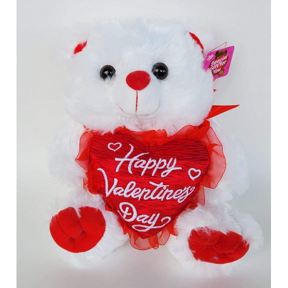 9" Valentine Bear with Happy Valentine's Day Heart White (1 Piece)