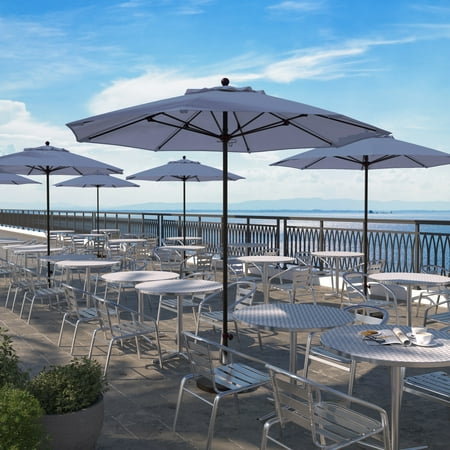 9' Venture Series Patio Umbrella With Bronze Aluminum Pole Fiberglass Ribs Push Lift With Sunbrella 1A Air Blue Fabric