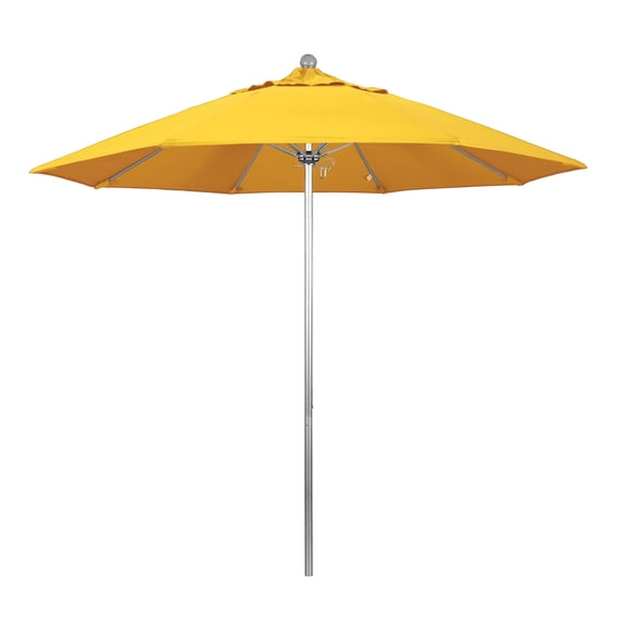 California Umbrella Venture 9' Silver Market Umbrella in Yellow