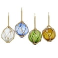 thumbnail image 1 of 9"W, 17"H Multi Colored Glass Buoy Sculpture with Rope Accents, by DecMode (4 Count), 1 of 8