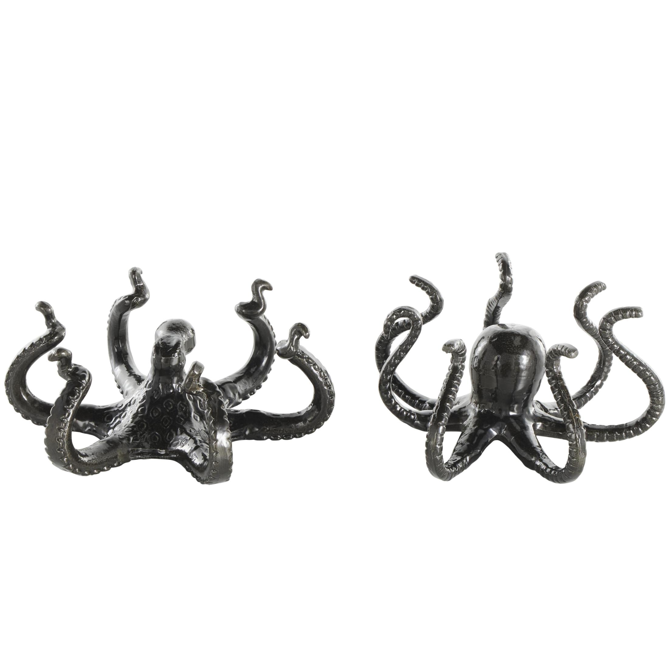 DecMode Black Metal Octopus Sculpture - Coastal Style Decor