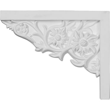 9"W x 7 1/4"H x 5/8"P Floral Small Stair Bracket, Left