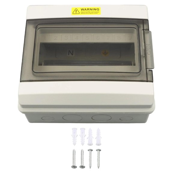 9-Way MCB Miniature Breaker Power Distribution Box with DIN Rail and Busbars