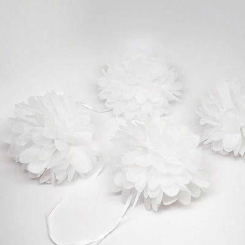 9 White Pom Poms Garland 5" Tissue Poms Garland 10 FT Banner Backdrop