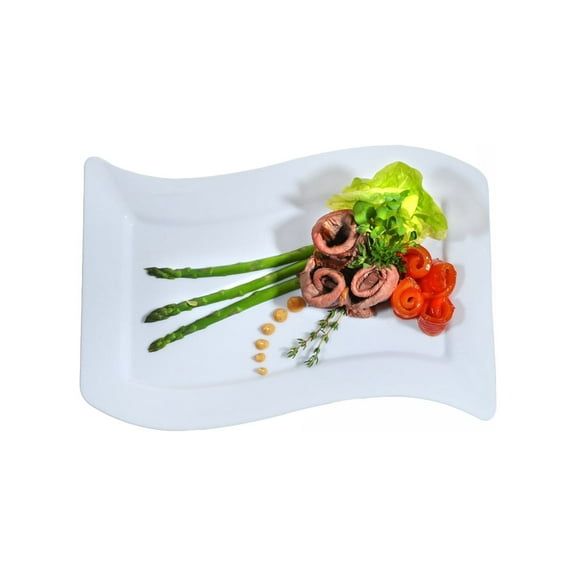 9" White Rectangular Wave Luncheon Plastic Plates 10ct.