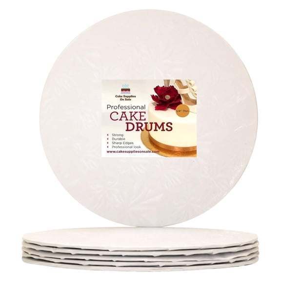 Cake S.O.S 9 Inches White Round Cake Thin Drum Board, 1/4 Thick, (6-Pack)