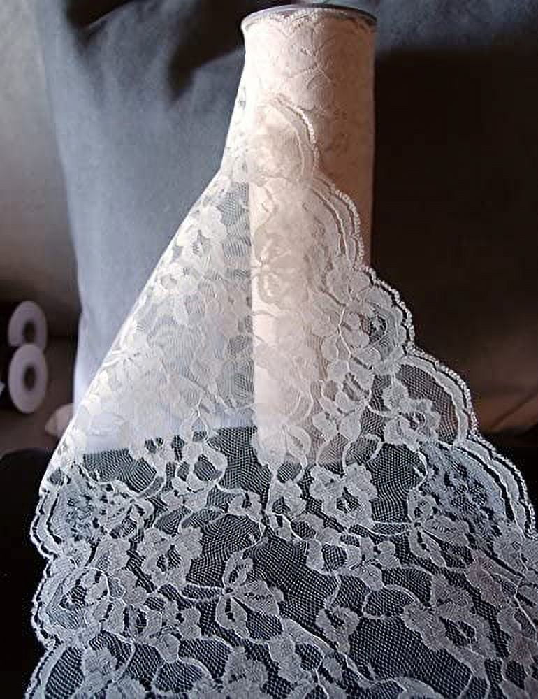 9" Wide x 10 Yards Floral Pattern Crochet Lace Ribbon for Decorating, Floral Designing and Crafts - Select from 3 Colors (Ivory)