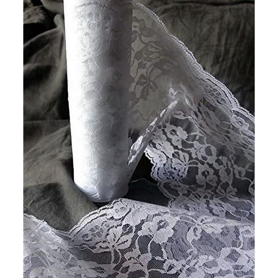 9" Wide x 10 Yards Floral Pattern Crochet Lace Ribbon for Decorating, Floral Designing and Crafts - Select from 3 Colors (White)