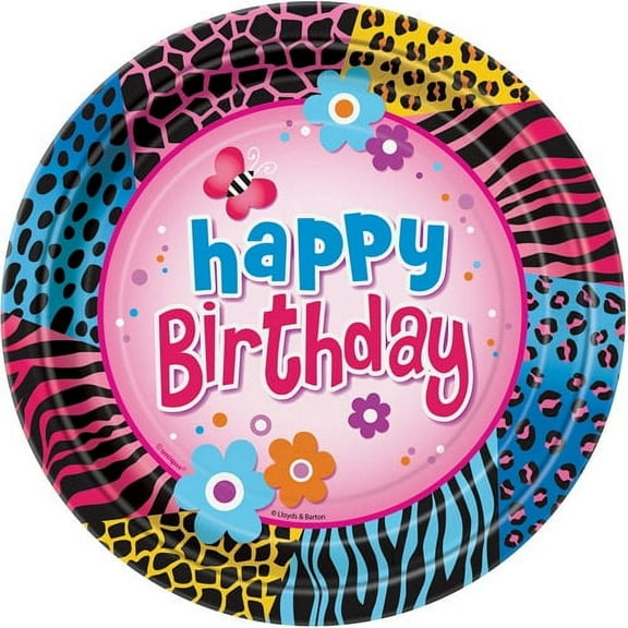 9" Wild Birthday Party Plates, 8ct