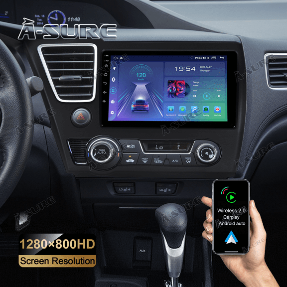 9" Wireless CarPlay Android 13 Car Stereo Radio for Honda Civic IX 2013-2015 GPS WiFi Bluetooth USB SWC DSP