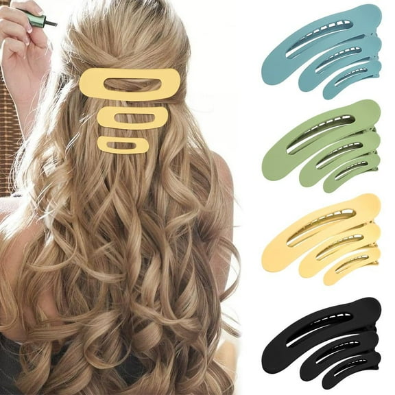 9 Women's French Elegant Flat Hair Clips, Suitable for Women and Girls, Suitable for Thick Hair - Automatic Acrylic Hair Clips