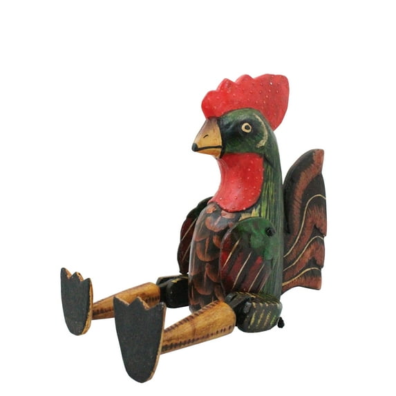 9" Wood Lucky Mini Rooster Puppet