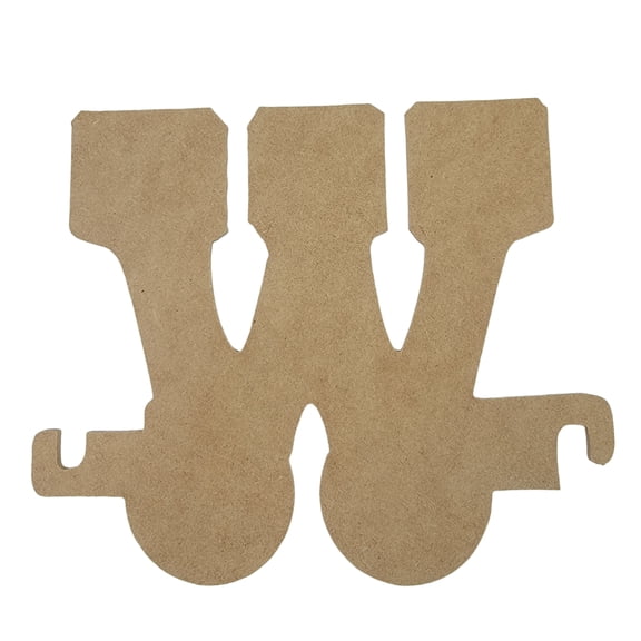 9" Wooden Letter W Unfinished, Train Font, Craft Cutout 1/4" Thick