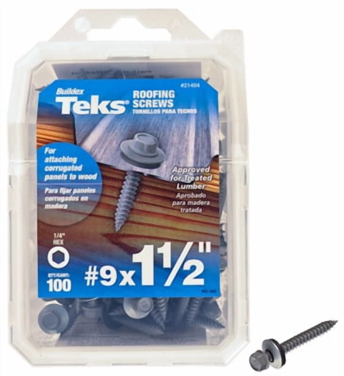 Teks #9 X 1 Inch HEX Washer Head Roofing Screws - 360 Count Metal To Wood Fasteners
