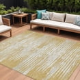 thumbnail image 1 of 9' X 12' Gold Gray And Beige Striped Washable Indoor Outdoor Area Rug, 1 of 5