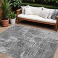 thumbnail image 1 of 9' X 12' Gray And Charcoal Geometric Washable Indoor Outdoor Area Rug, 1 of 5