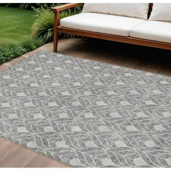 HomeRoots 596037 9 x 12 ft. Gray & Light Gray Geometric Washable Indoor & Outdoor Rectangle Area Rug