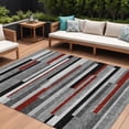 thumbnail image 1 of HomeRoots 613276 9 x 12 ft. Gray, Black & Red Striped Washable Indoor & Outdoor Rectangle Area Rug, 1 of 5