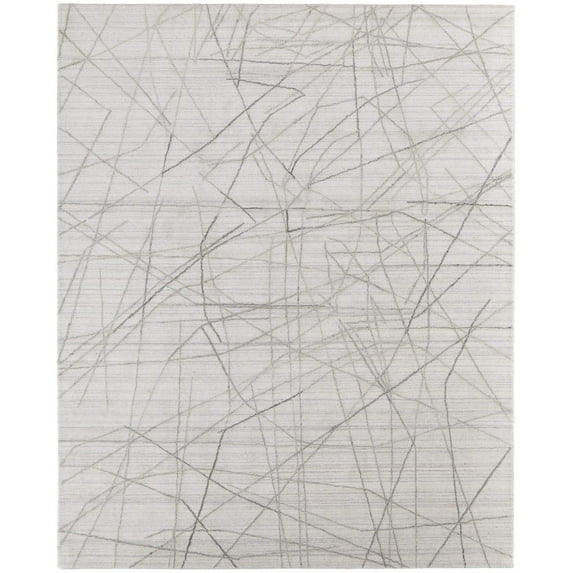 9' X 12' Gray and Ivory Abstract Hand Woven Area Rug