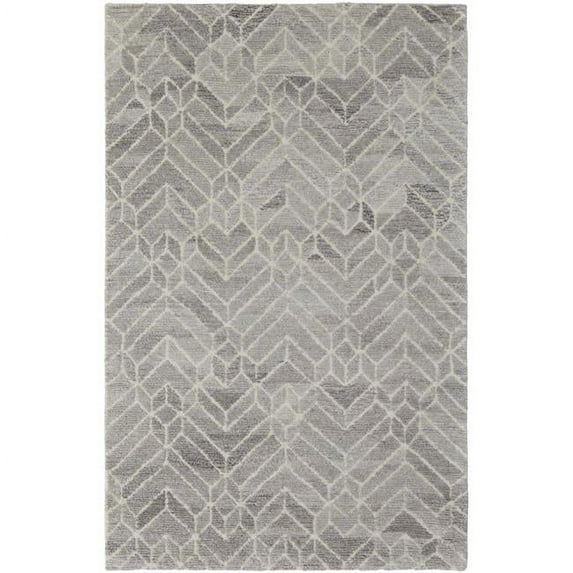 HomeRoots 512025 10 x 14 ft. Taupe Gray & Ivory Wool Geometric Hand Tufted Handmade Rectangle Area Rug