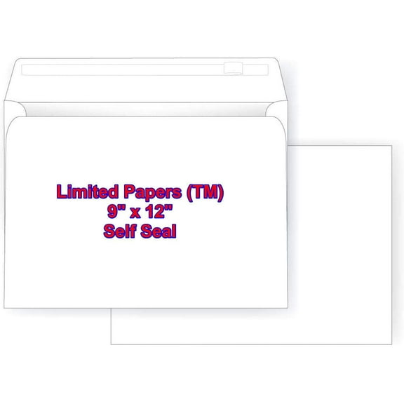 9 X 12 Inch, Booklet Envelope - Self Seal - 28 Pound White - Open End - Jumbo Envelope Series (2500)