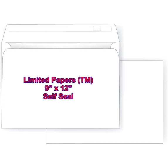 9 X 12 Inch, Booklet Envelope - Self Seal - 28 Pound White - Open End - Jumbo Envelope Series (250)