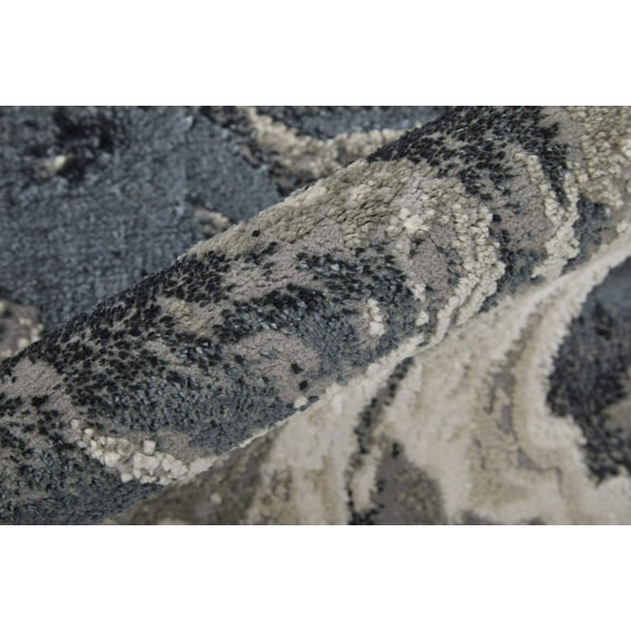 9' X 12' Ivory Black and Taupe Abstract Power Loom Area Rug
