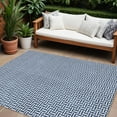 thumbnail image 1 of 9' X 12' Navy Blue And Gray Geometric Washable Indoor Outdoor Area Rug, 1 of 5