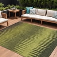 thumbnail image 1 of 9' X 12' Olive Green Dark Green And Brown Striped Washable Indoor Outdoor Area Rug, 1 of 5