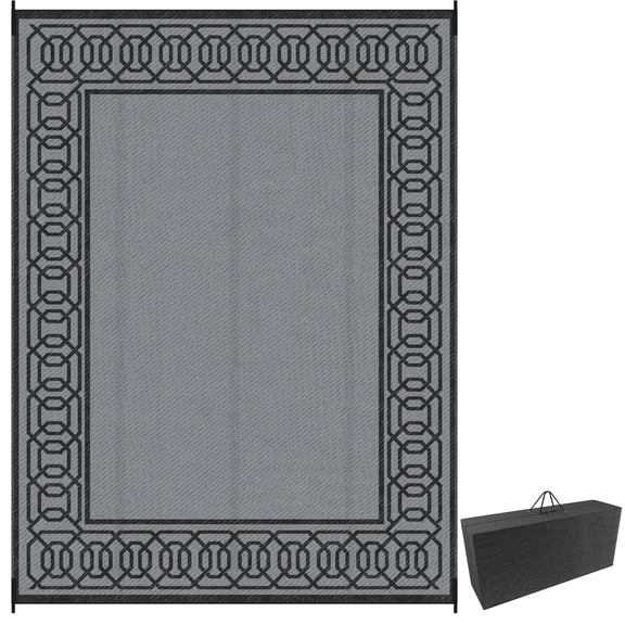 9' X 12' Outdoor Rug, Waterproof Reversible Patio Mat With Carry Bag, Portable Plastic Straw Rug For Rv, Camping, Deck, Backyard